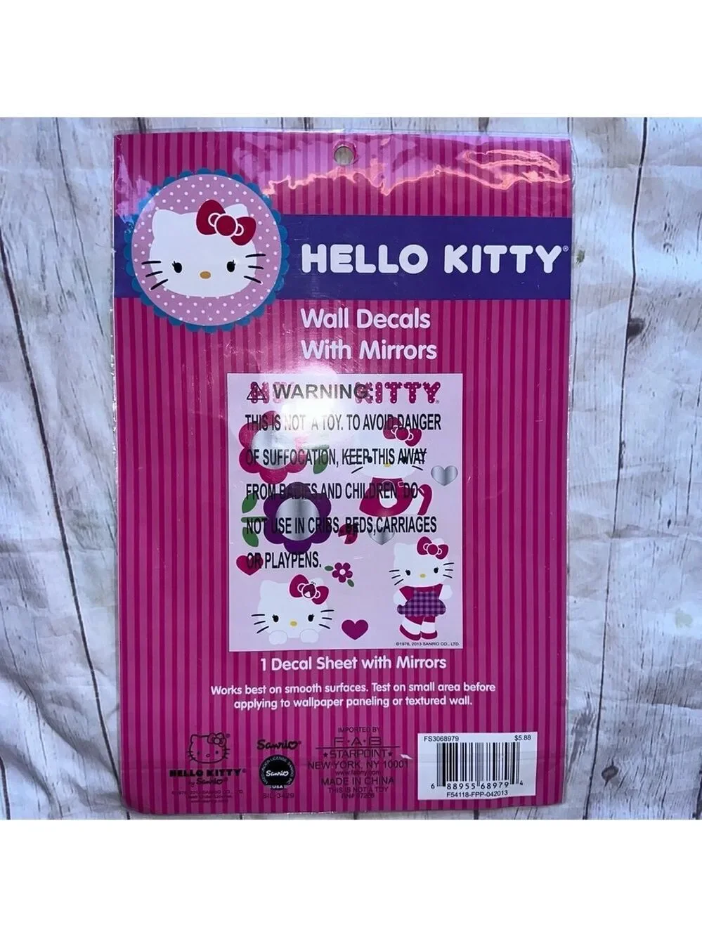 NOS 2013 Sealed Unopened Sanrio Hello Kitty Wall Decals With Mirrors